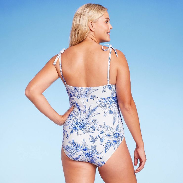 Women's Shoulder Tie Medium Coverage One Piece Swimsuit - Kona Sol™ Blue | Target