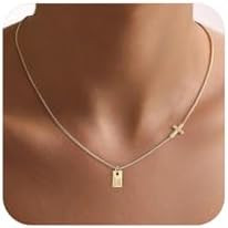 Cross Necklace for Women with Initial, 14K Gold Plated Dainty Cross Pendant Choker Initial Gold N... | Amazon (US)