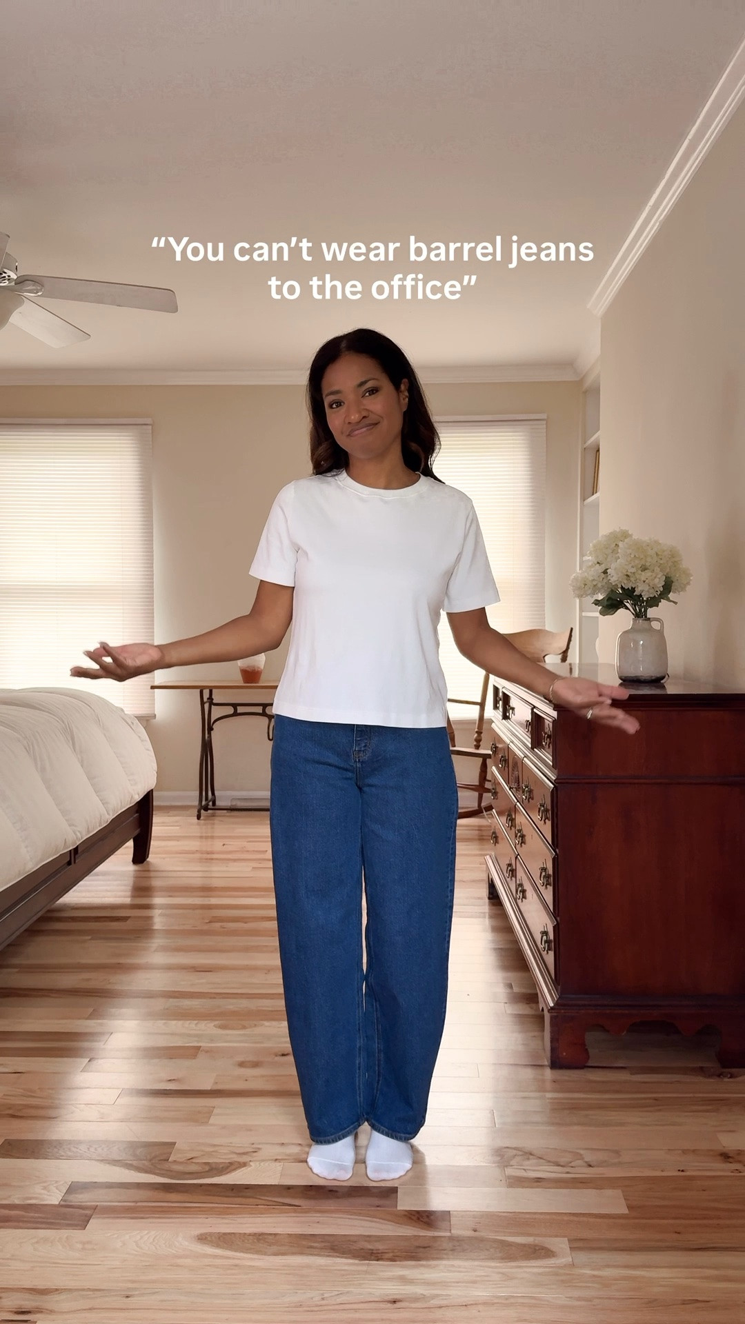Three workwear outfits wearing head to toe @quince. I wear a size 27 regular in the jeans. I wear a size small in the wool wrap coat, the cashmere sweater and blazer. #quincepartner