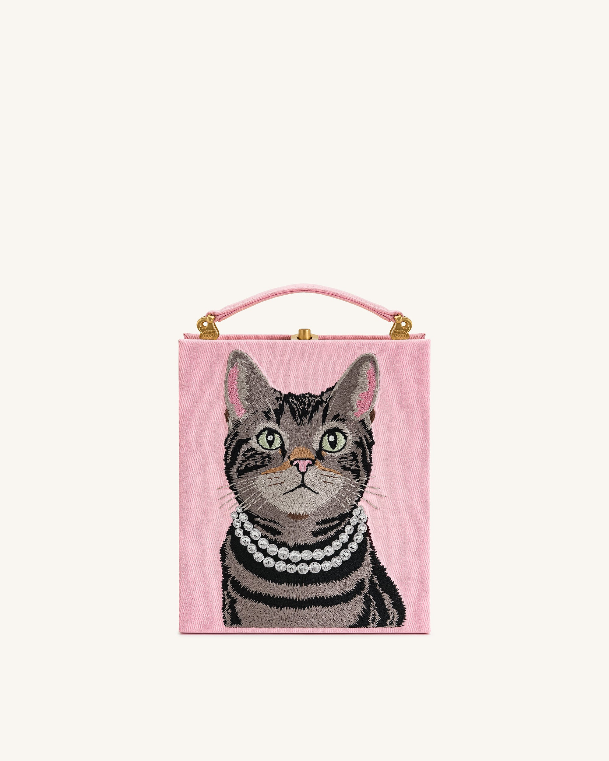 Taya Tabby Cat Pattern Book Shape Clutch Bag - Pink | JW PEI US
