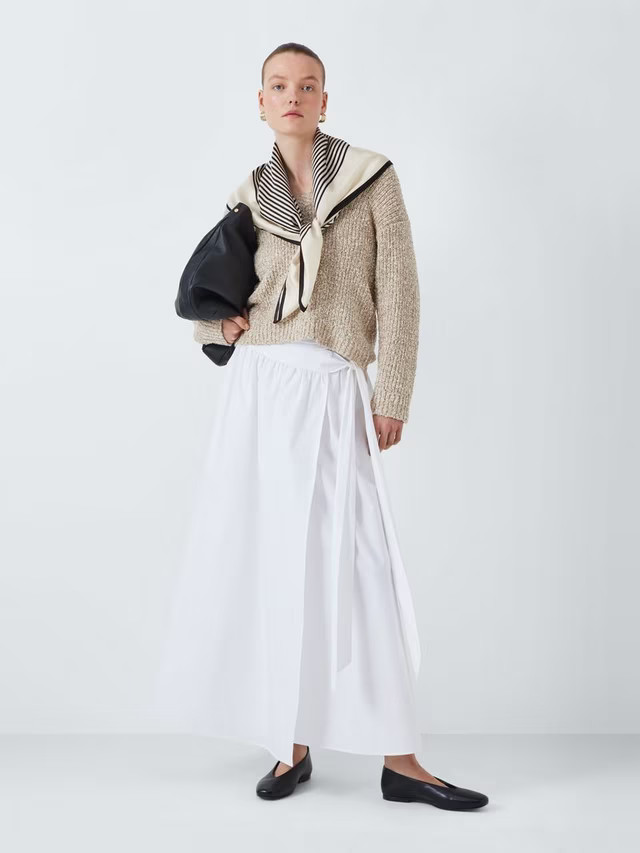 John LewisVita Stripe Woven Silk Square Scarf, White/Black | John Lewis (UK)