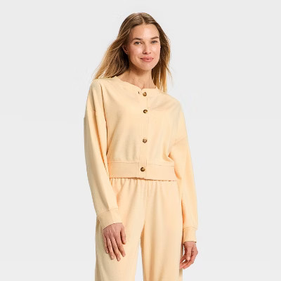Women's French Terry Cardigan - Auden™ Peach Orange XS | Target
