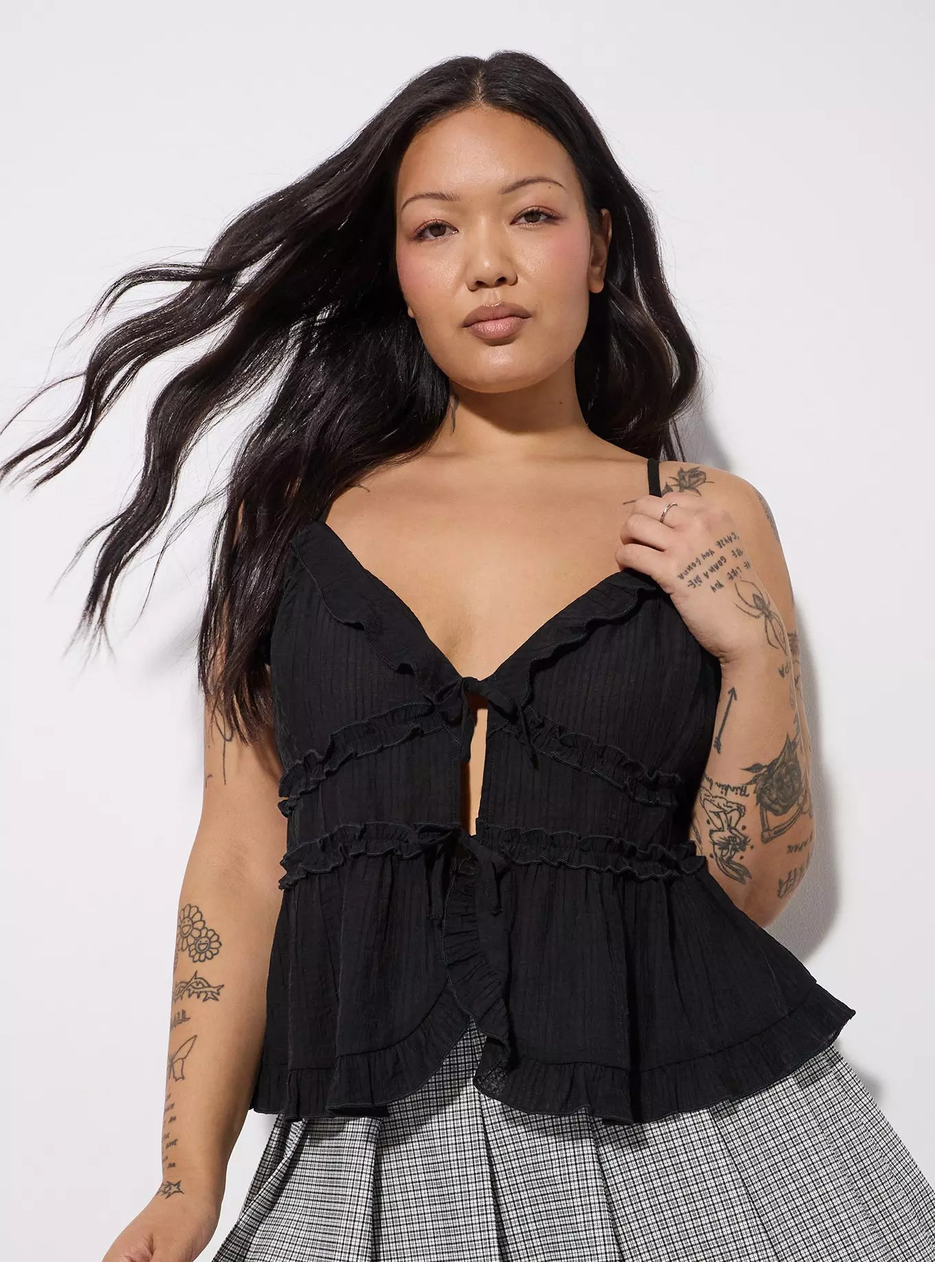 LoveSick Tie Front Tiered Flyaway Cami | Torrid (US & Canada)