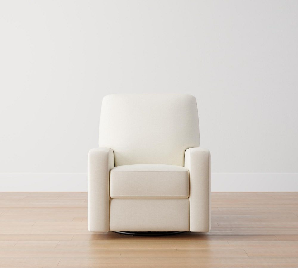 Pb Comfort Square Arm Upholstered Power Swivel Glider Recliner | Pottery Barn (US)