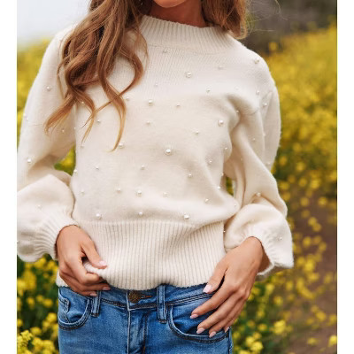 Women's Sweetest Together Pearl Sweater - DAVI & DANI 3X | Target