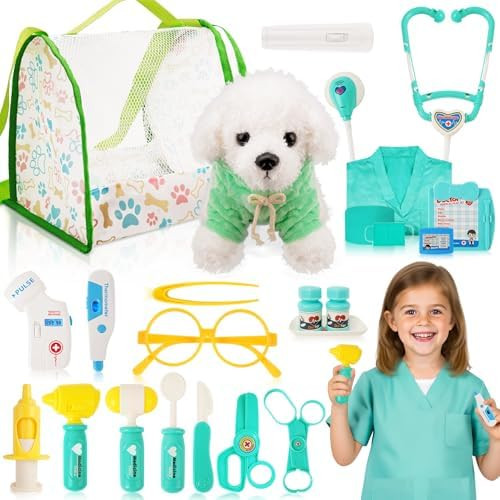 Doctor Kit for Kids, Pretend Play Doctor Play Toys for Toddlers 3-5 with Plush Dog, Stethoscope, ... | Amazon (US)