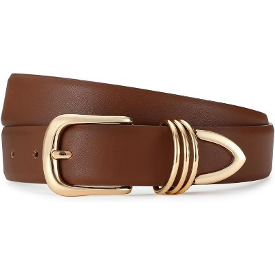 Belts for Women with Gold Buckle Faux Leather Women's Belts Fashion Casual belts for jeans Brown L: Fit Waist Size 35"-39" | Target