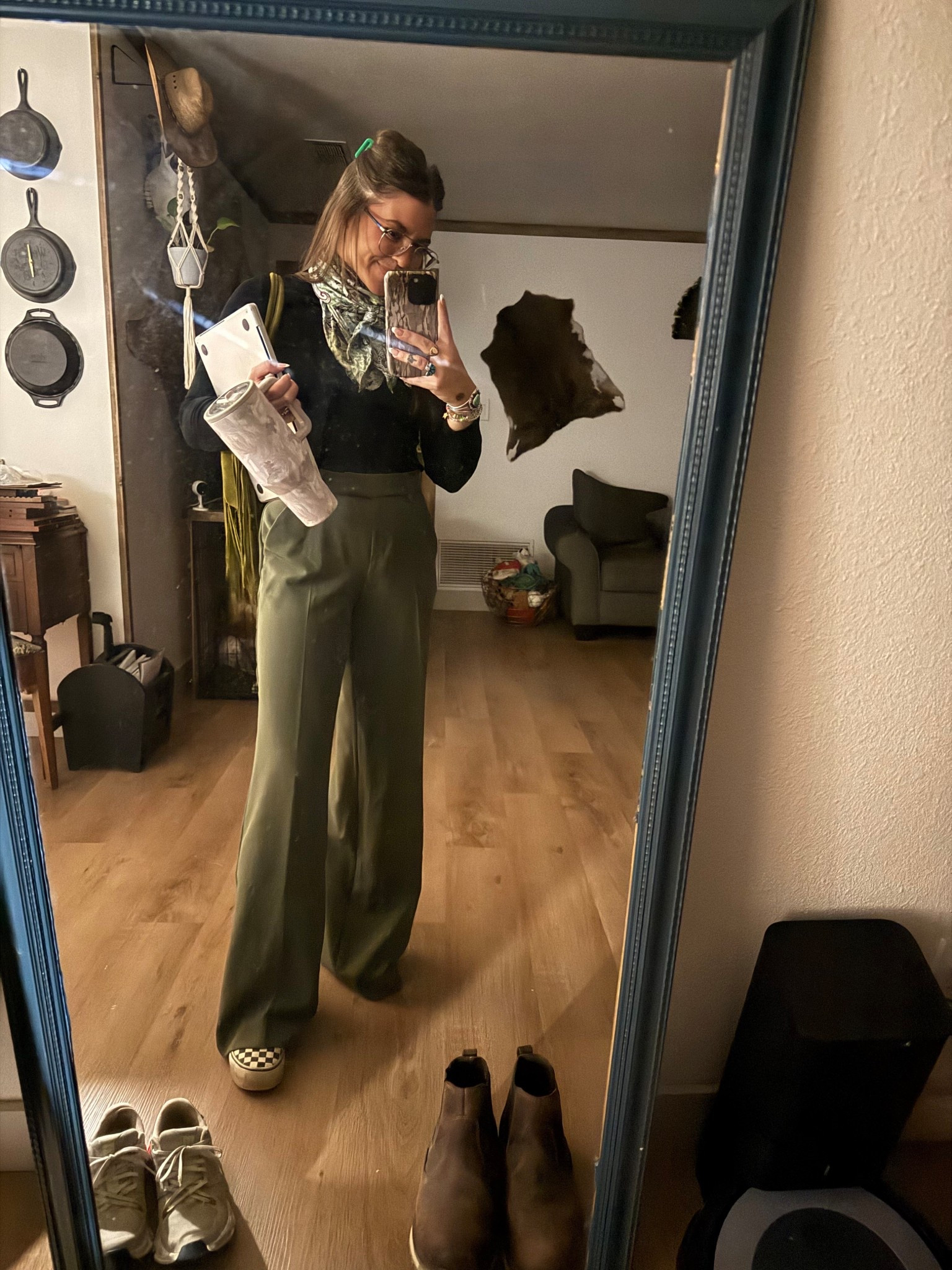 Friday meetings call for vans 🤭 

Work wear. Work meeting. Work outfit. Dress pants. Slacks. Wild rag. Vans. Checkered vans  

#LTKootd #LTKWorkwear #LTKdayinmylife