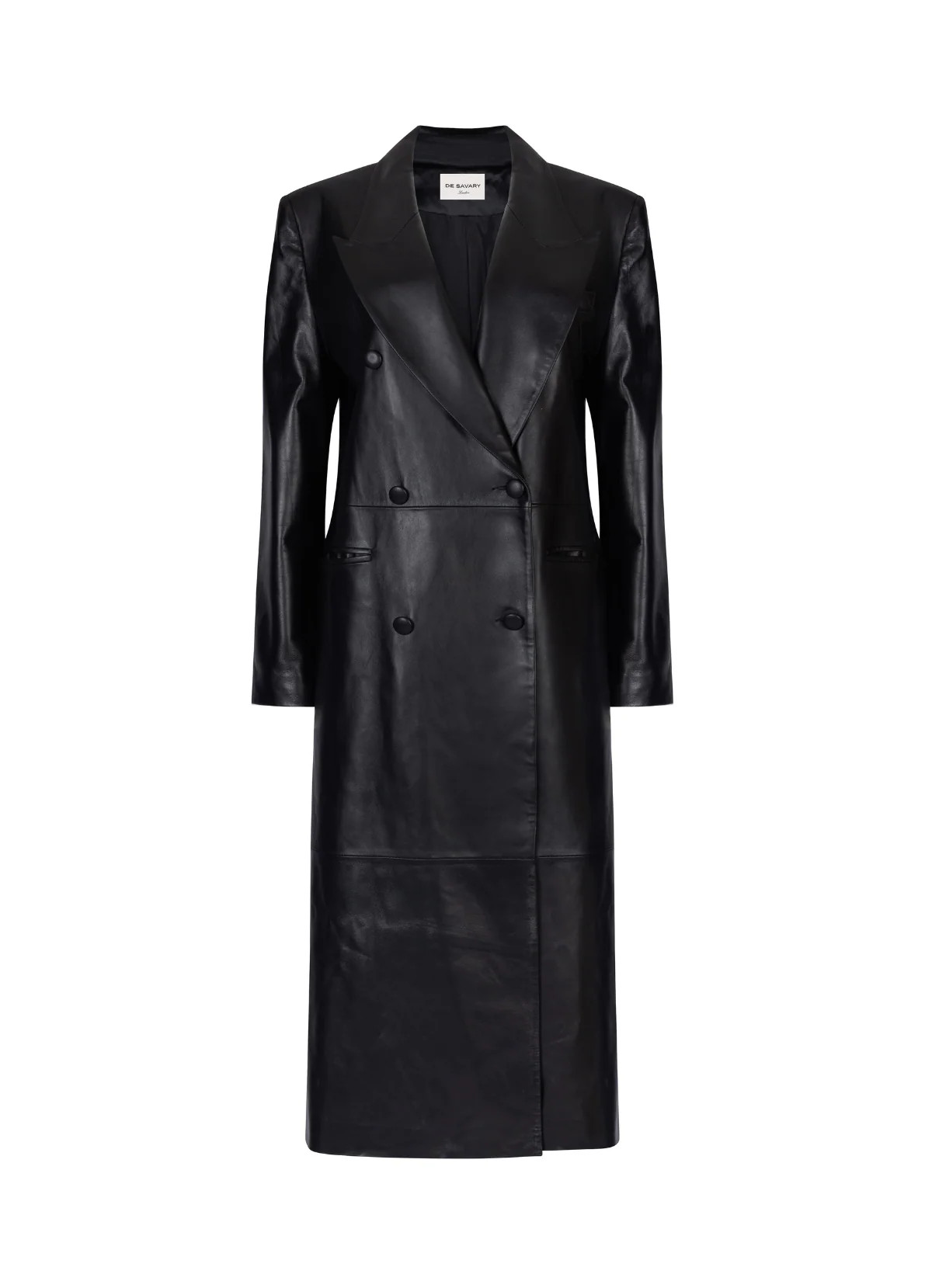 Black Leather Trench Coat | DE SAVARY LONDON