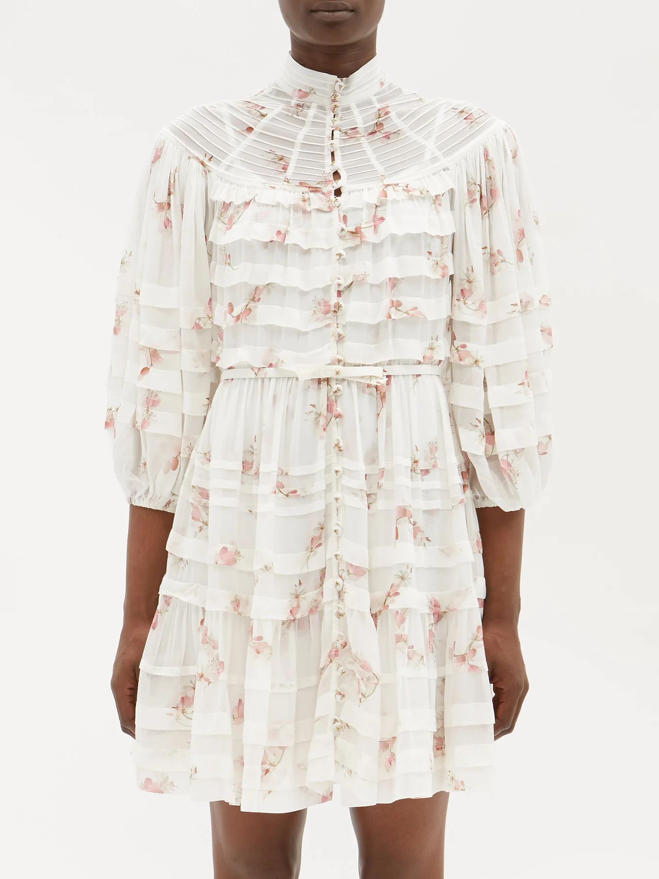 Dancer pintucked floral-print crepe mini dress | Zimmermann | Matches (US)