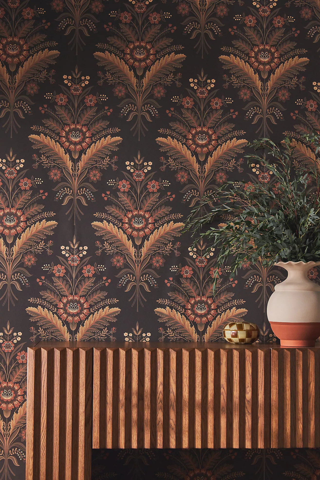 Moorbank Brown Botanical Wallpaper | Anthropologie (US)