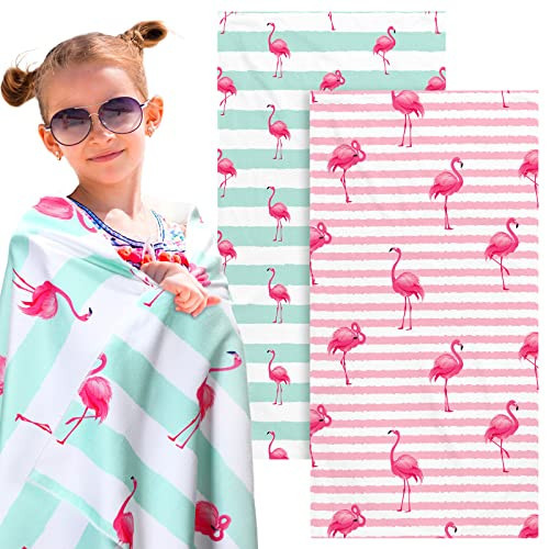 Yahenda 2 Packs Beach Towel for Kids Quick Dry Beach Swimming Bath Pool Towel for Kids Girls Travel Shower Swimming Camping, 28 x 55 Inch | Amazon (US)