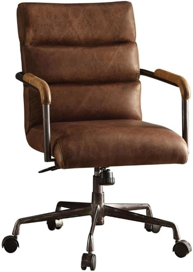 Acme Furniture Harith Leather Upholstered Swivel Office Chair in Retro Brown | Amazon (US)