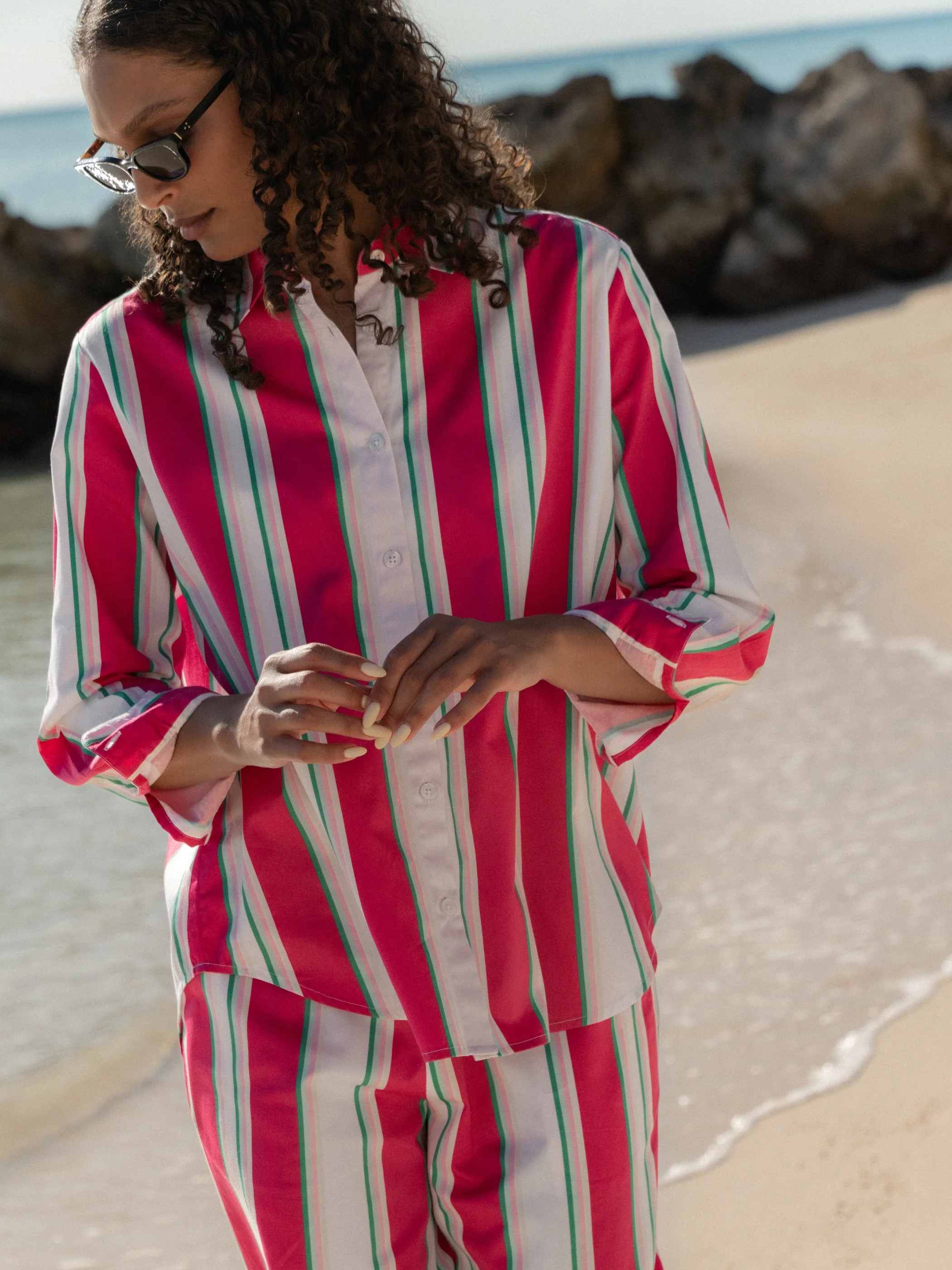 ALEXIS POPLIN HAVANA STRIPE BUTTON DOWN | French Connection (US)