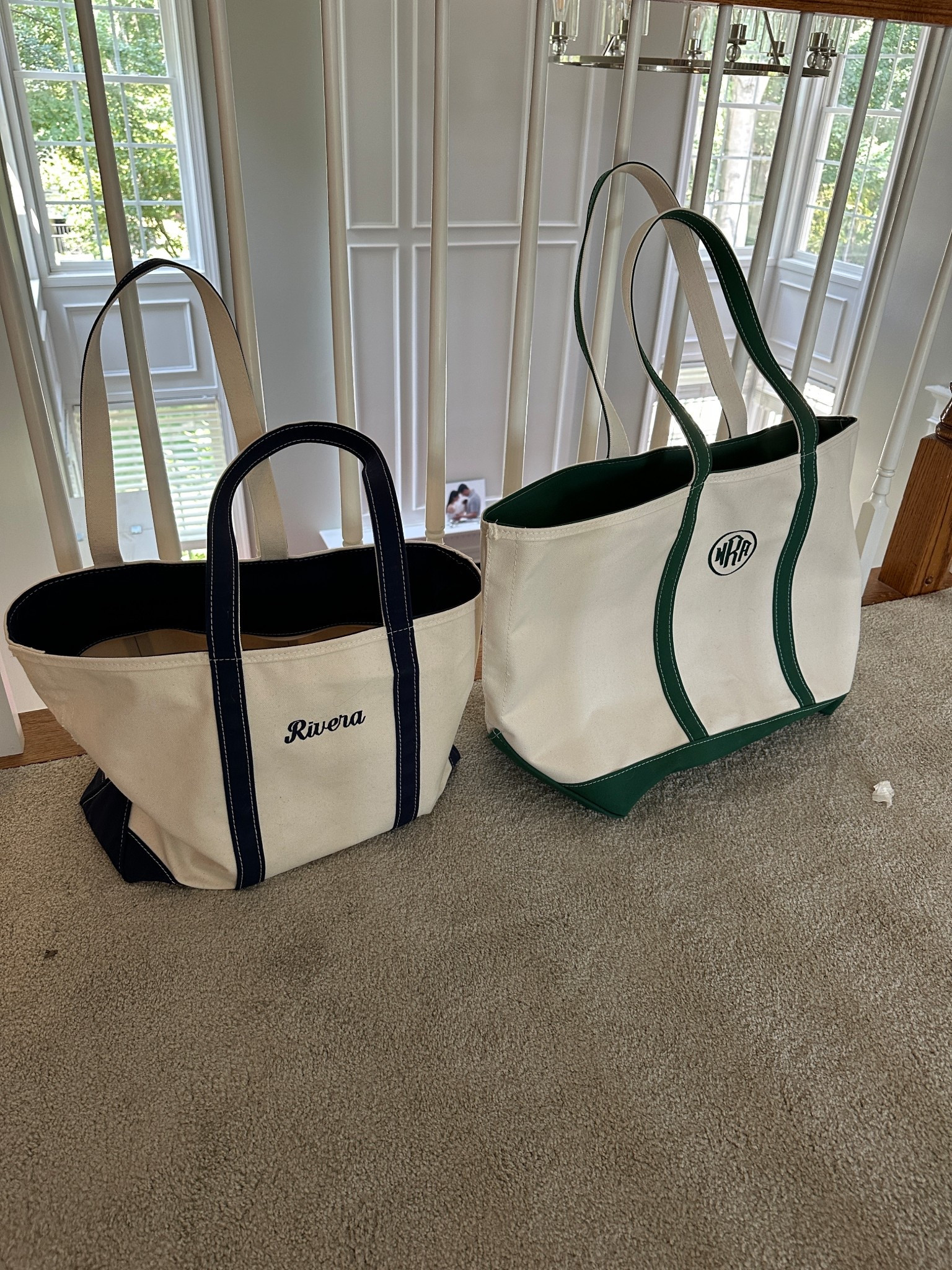 Boat and Tote size comparison ! Large  v. Extra Large