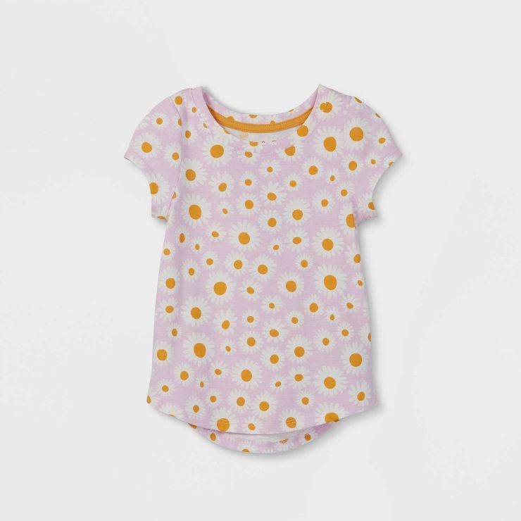 Toddler Girls' Floral Short Sleeve T-Shirt - Cat & Jack™ Purple | Target