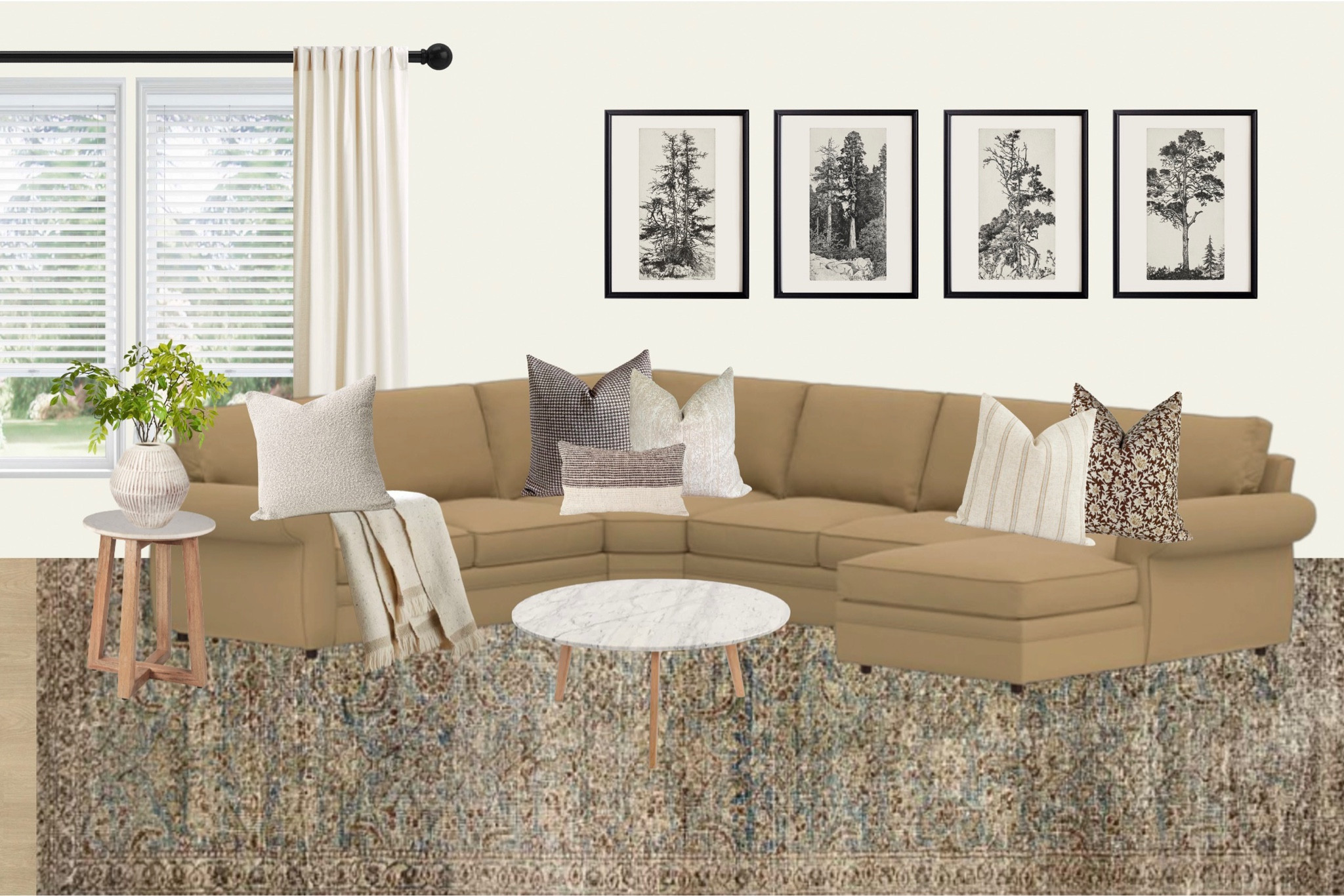 Warm living room design utilizing existing furniture & tan sofa. It’s always possible to work with what you have and make it a place you love!

Amber interiors, studio McGee, organic modern, tan sofa, brown sofa, neutral pillow combo, affordable pillows, vintage art prints

#LTKhome #LTKsalealert #LTKunder50