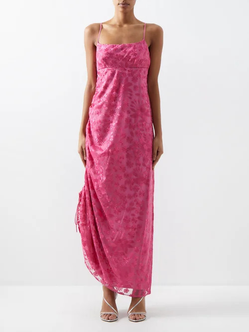 Staud - Destiny Floral-embroidered Tulle Gown - Womens - Pink | Matches (US)