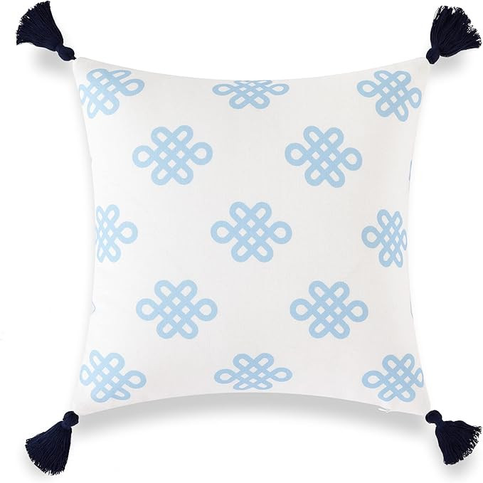 Hofdeco Coastal Patio Indoor Outdoor Lumbar Pillow Cover ONLY for Backyard, Couch, Sofa, Baby Blu... | Amazon (US)