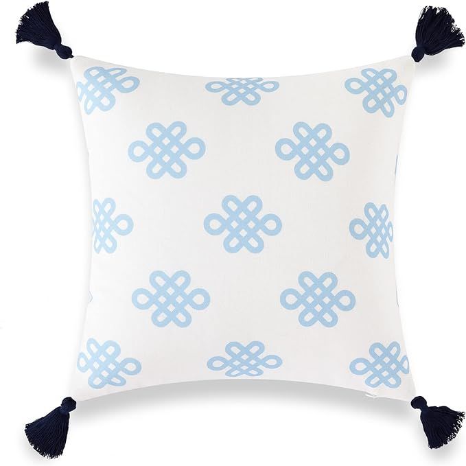 Hofdeco Coastal Patio Indoor Outdoor Lumbar Pillow Cover ONLY for Backyard, Couch, Sofa, Baby Blu... | Amazon (US)