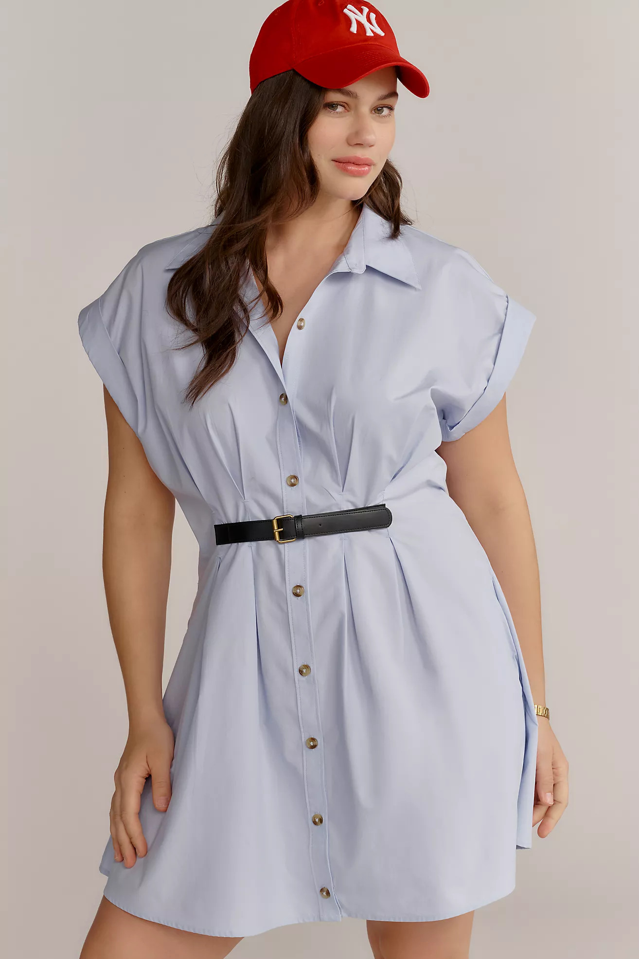 By Anthropologie Short-Sleeve Belted Shirt Dress | Anthropologie (US)