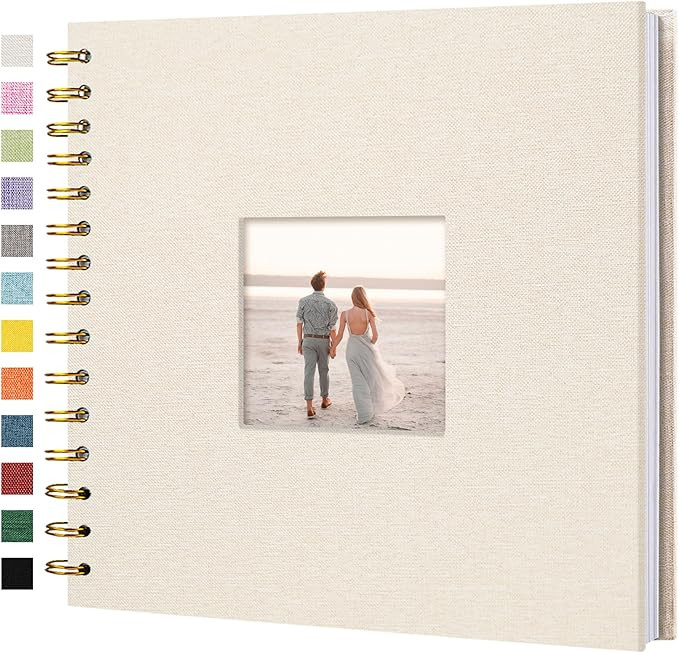 8 x 8 Inch Scrapbook Photo Album Linen Cover, Hardcover Kraft White Pages Memory Book, for Travel... | Amazon (US)