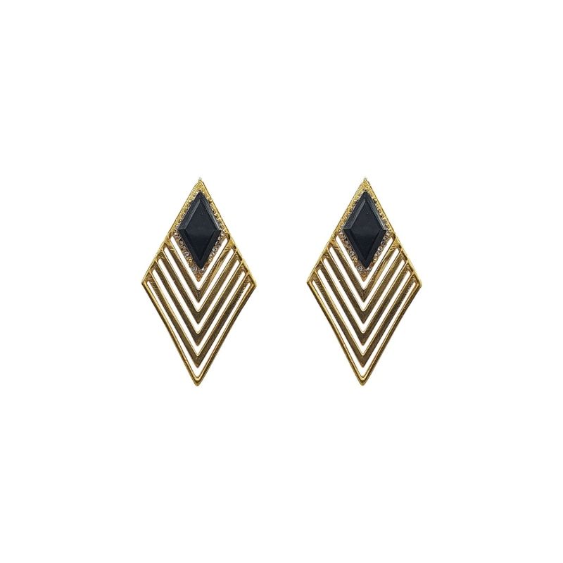 Greta Art Deco Earrings With Black Onyx In 18K Gold Vermeil | Wolf and Badger (Global excl. US)