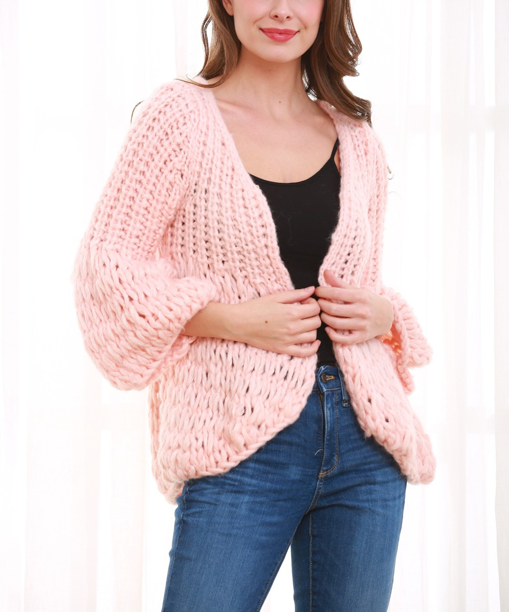 Simply Couture Women's Open Cardigans PINK - Pink Chunky Open Cardigan - Women | Zulily