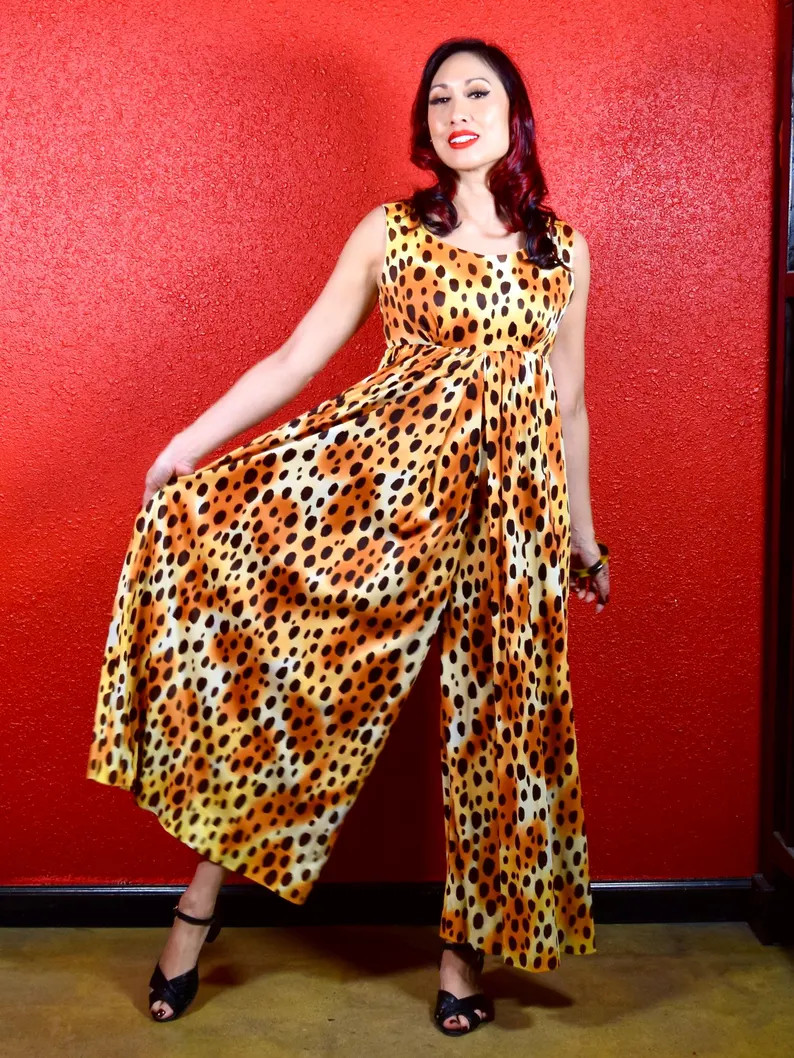 1960s Leopard Print Jumpsuit Palazzo Pants | Etsy (Global)