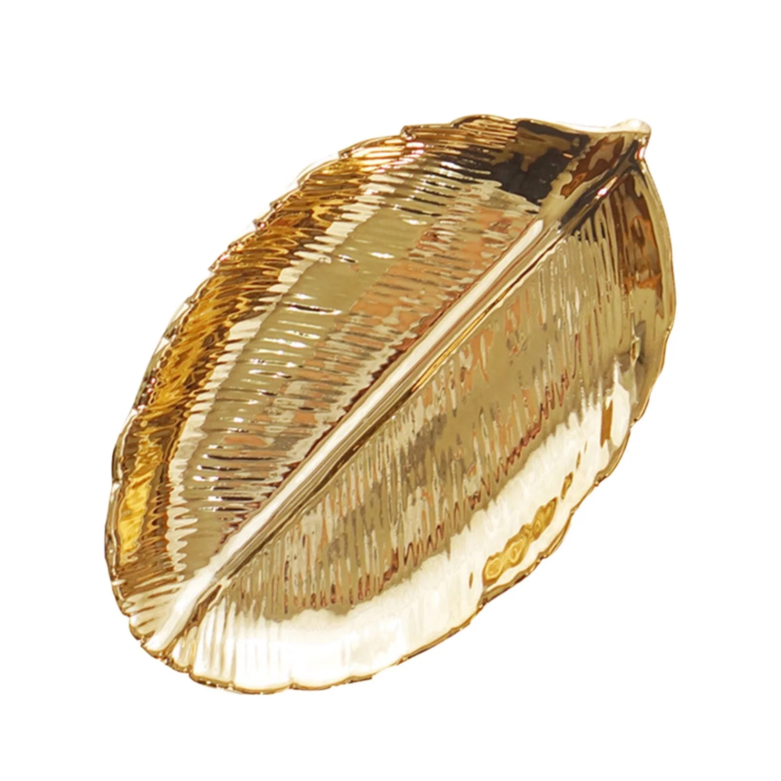 Small Golden Leaf Tray Ceramic Decorative Gold Trinket Dish Ring Dish Gold Leaf Jewelry Bowl Dish... | Walmart (US)