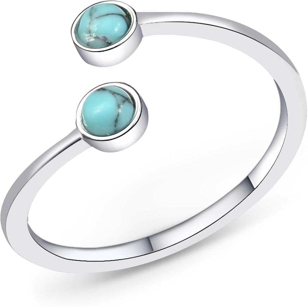 Silver Open Ring Adjustable Statement Ring with Turquoise Obsidian Jewelry for Women Beautiful Do... | Amazon (US)