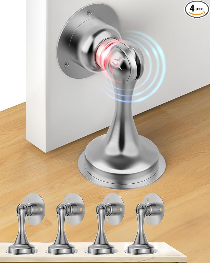 Door Stoppers, Magnetic Door Stop 3M Adhesive Stick & Screws Stainless Steel, Door Stop Holder to... | Amazon (US)