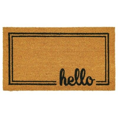 mDesign Welcome Doormat with Natural Fibers, Cursive Hello Design | Target