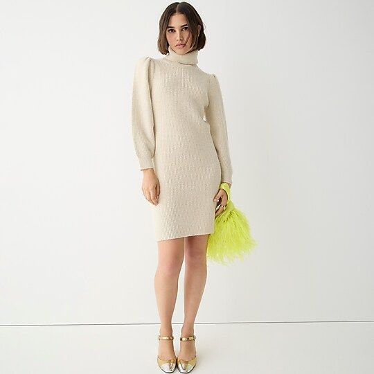 Puff-sleeve turtleneck sweater-dress | J.Crew US