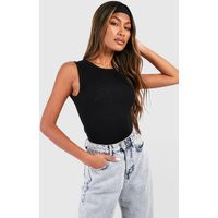 boohoo Women's Knitted Sleeveless Bodysuit in Black | Size: Small | boohoo (US & Canada)