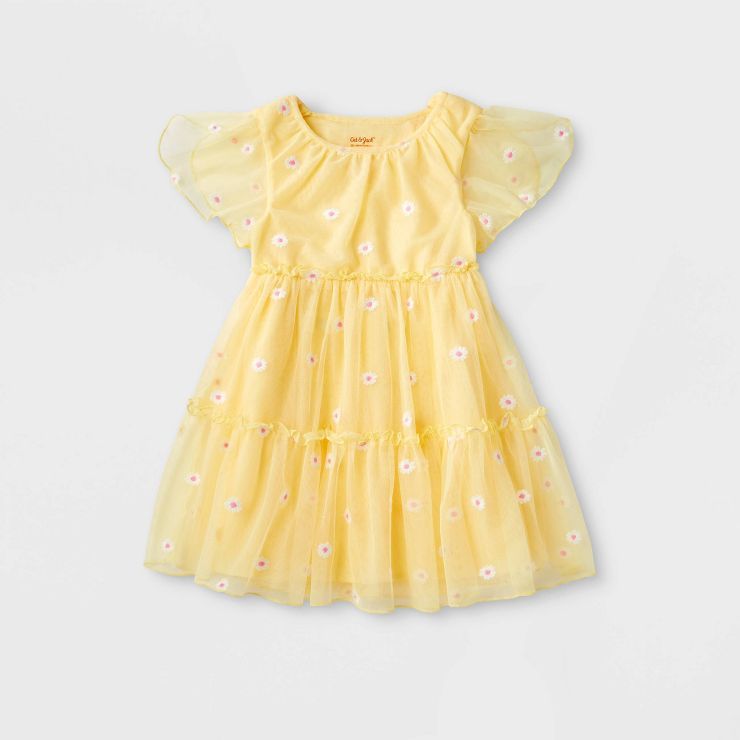 Toddler Girls' Adaptive Tiered Short Sleeve Dress - Cat & Jack™ Yellow | Target