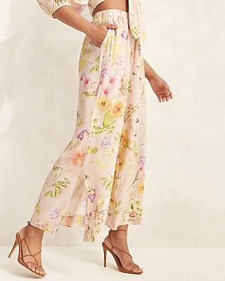 Super High Waisted Floral Wide Leg Pant | Express