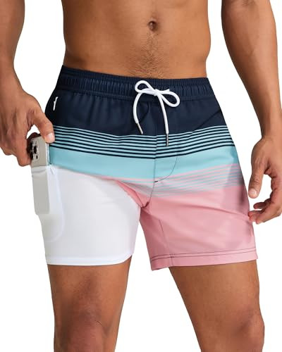 maamgic Mens Swim Trunks with Compression Liner 5 Inch, Quick Dry Bathing Suit with Zipper Pocket... | Amazon (US)