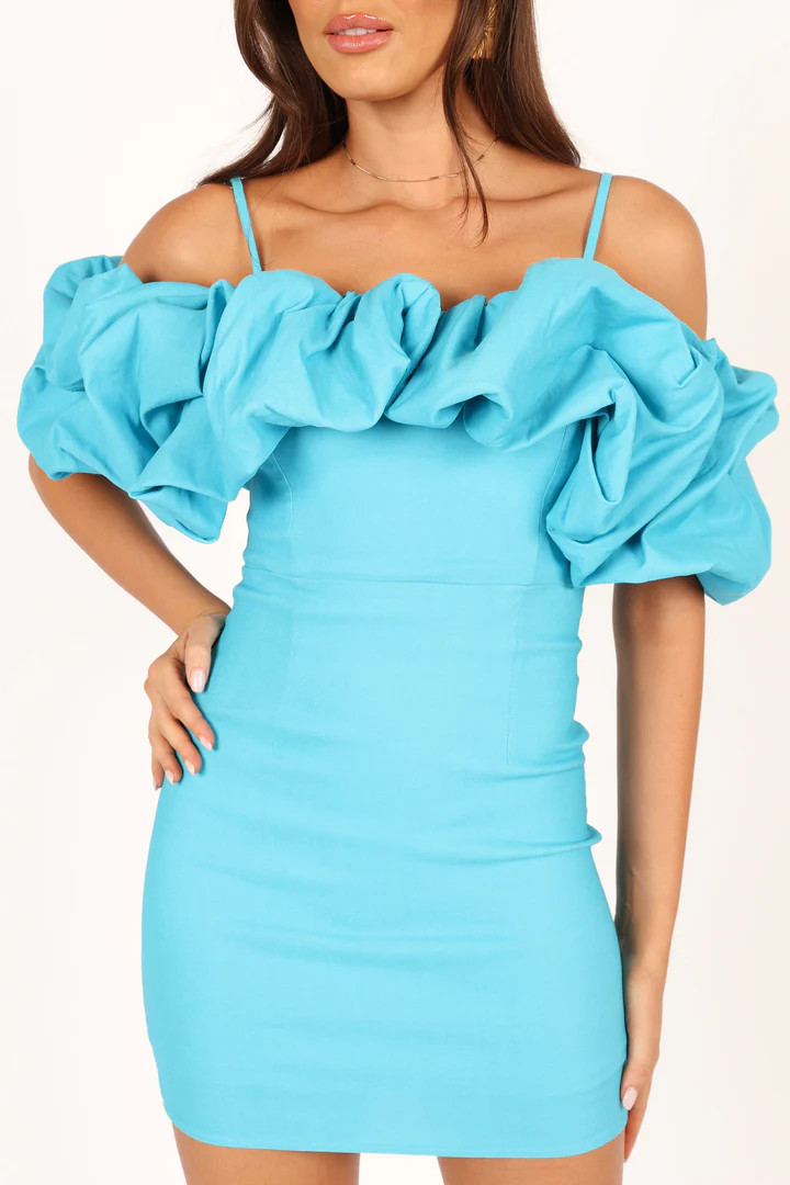 Sia Ruffle Mini Dress - Aqua | Petal & Pup (US)