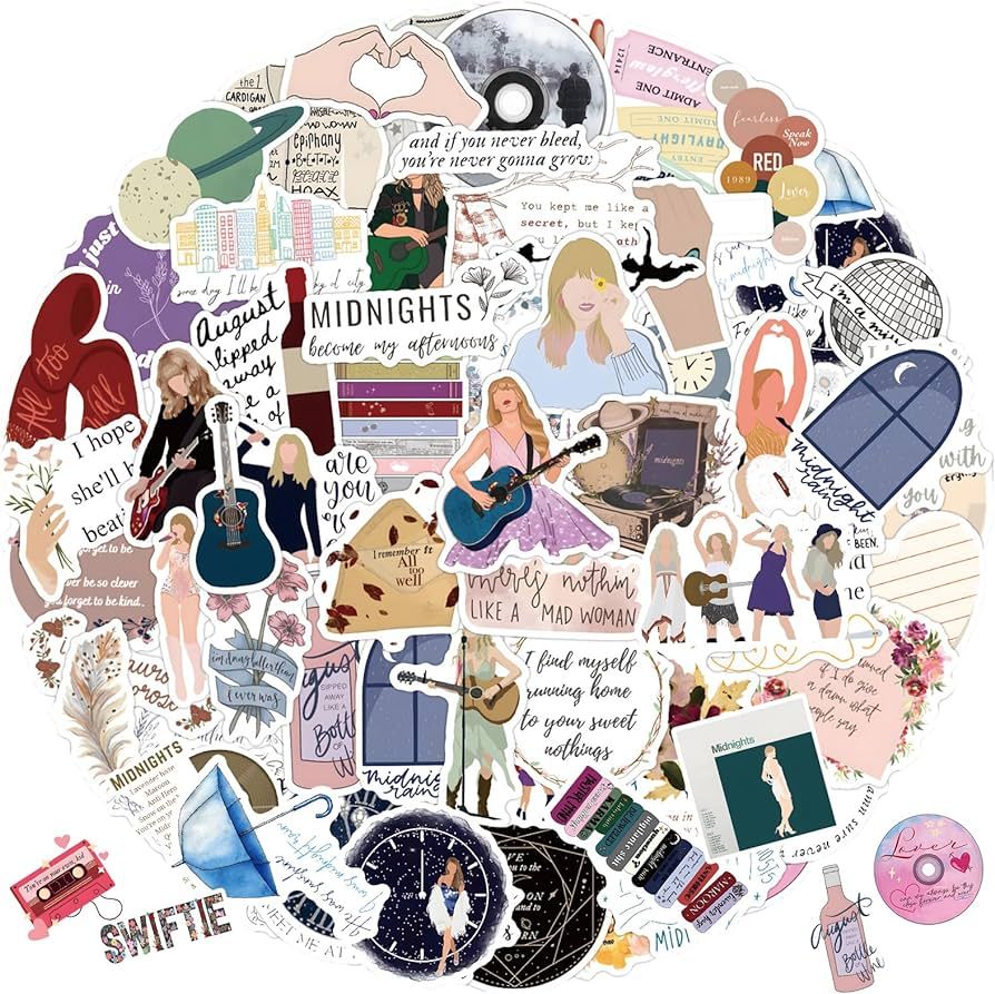 104pcs Taylor Sticker Merch Singer Gifts, Decoration for TS,Album Stickers,Vinyl Material is Wate... | Amazon (US)