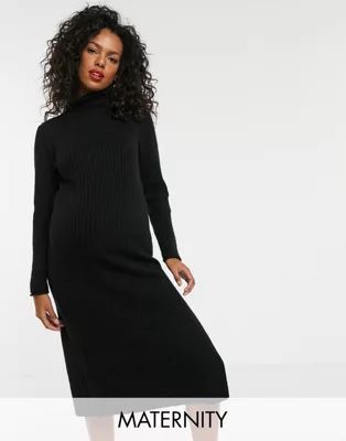 ASOS DESIGN Maternity chunky midi dress with side split in recycled blend | ASOS US