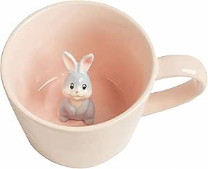 DIHOclub Rabbit Ceramic Cup Hidden 3D Animal Inside Mug,Cute Cartoon Bunny Handmade Figurine Mugs... | Amazon (US)