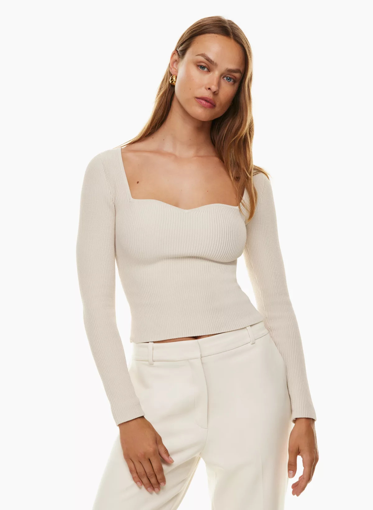 SCULPT KNIT SWEETHEART LONGSLEEVE | Aritzia
