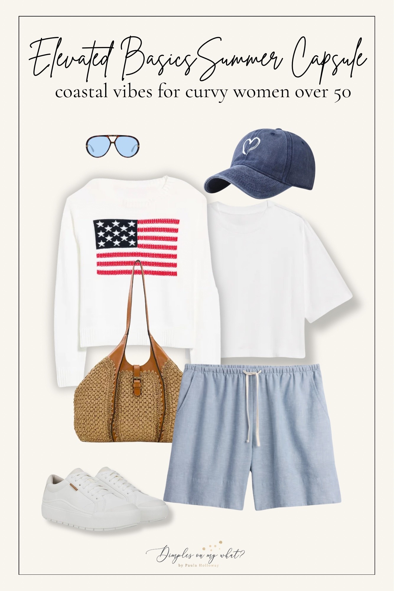 Patriotic summer vibes. 🇺🇸 

I wear an XL in shorts & sweater 

Measurements for size reference:
5’5” || Bust 46” || Waist 40” || Hip 51”

#LTKOver40 #LTKMidsize #LTKSeasonal