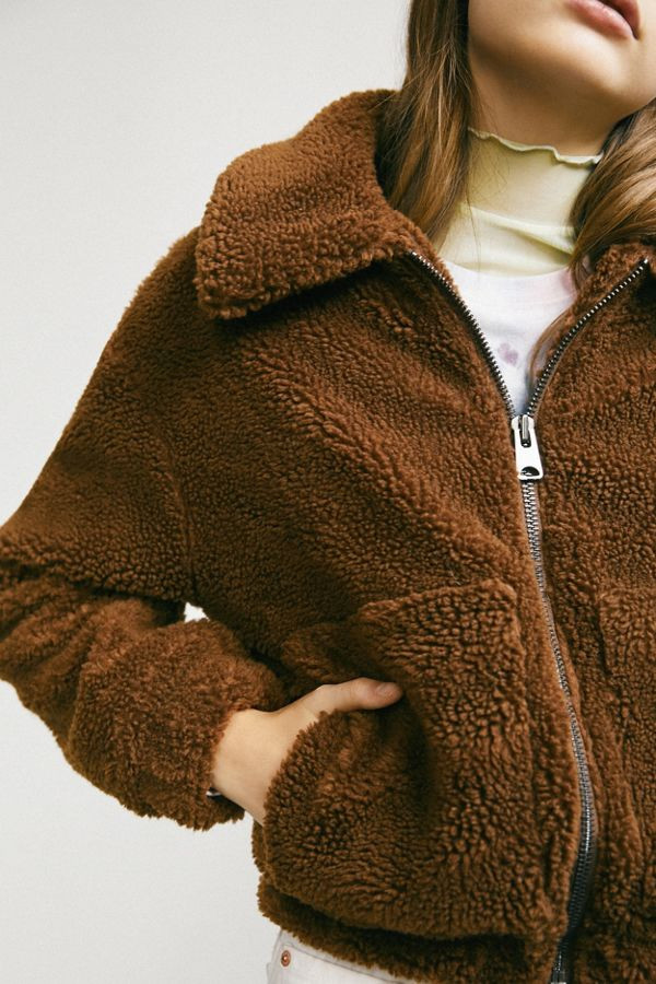 UO Cropped Teddy Jacket | Urban Outfitters US