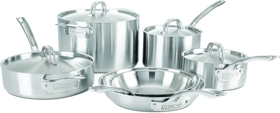 Viking Professional 5-Ply Stainless Steel Cookware Set, 10 Piece | Amazon (US)