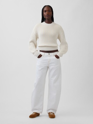 100% Cotton Barrel-Sleeve Crop Sweater | Gap (US)