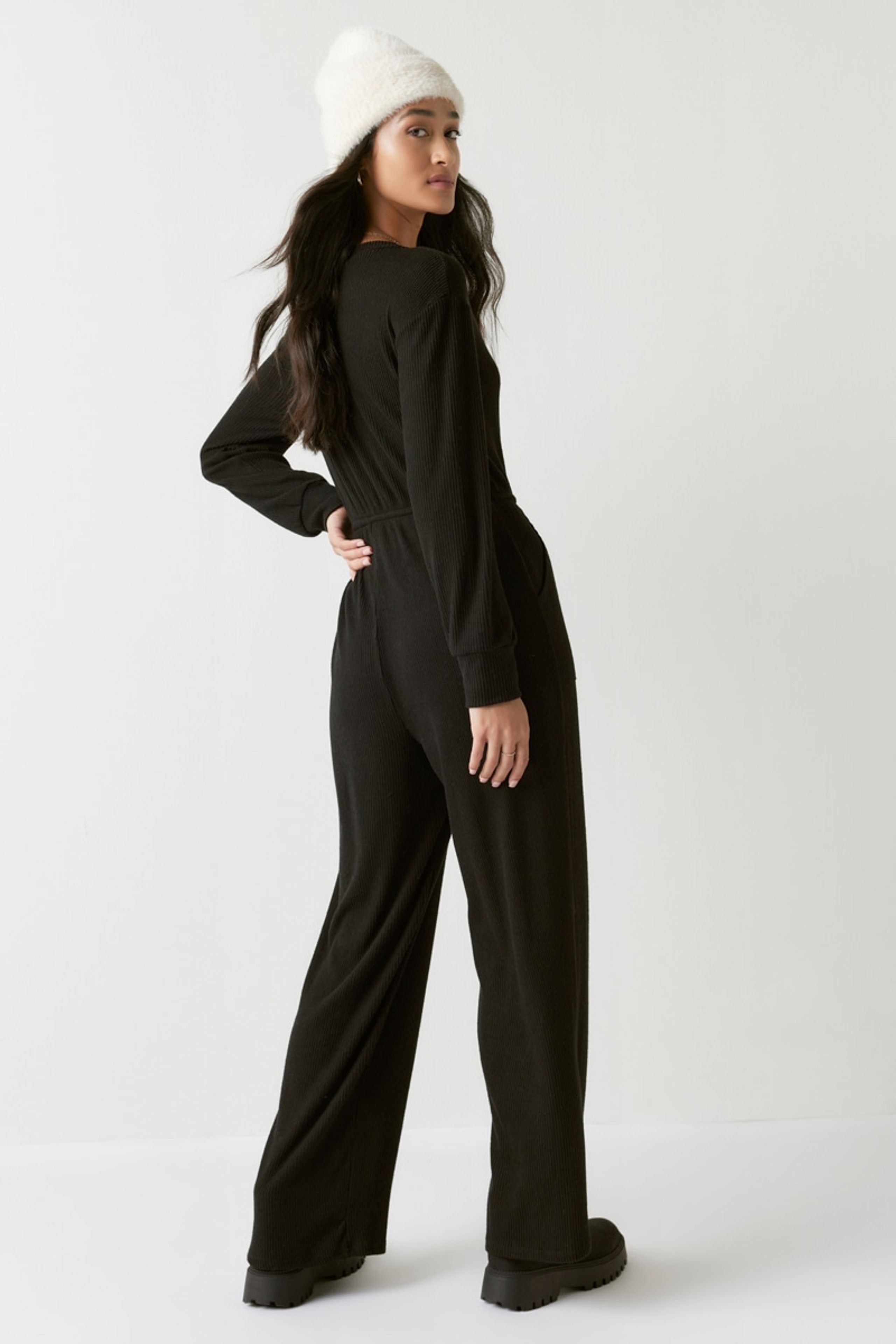 Christina Button Front Rib-Knit Jumpsuit | Francesca's