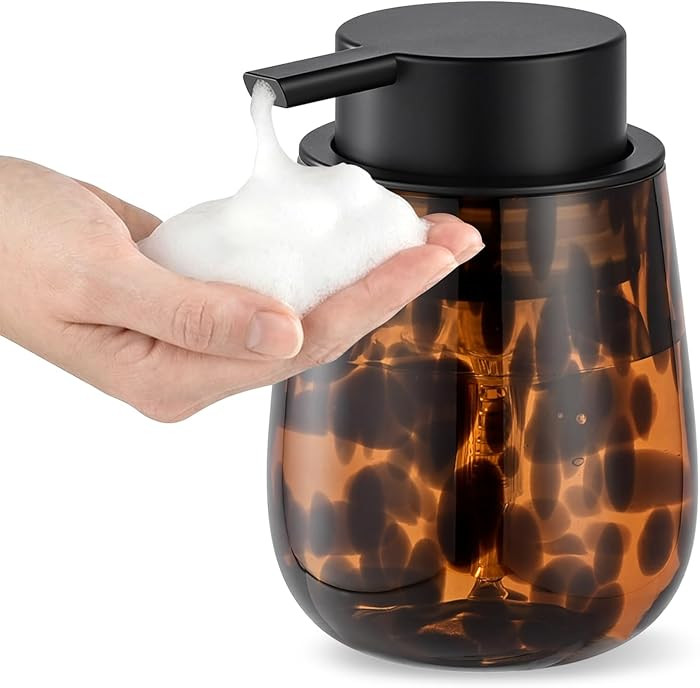 Marble Glass Foaming Hand Soap/Lotion Pump Dispenser, Refillable for Kitchen and Bathroom Counter... | Amazon (US)