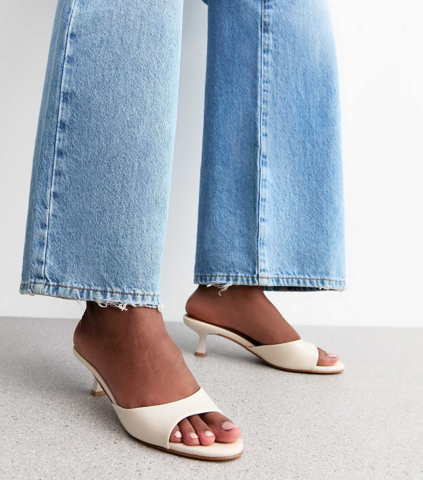 Off White Patent Kitten Heel Mules | New Look | New Look (UK)